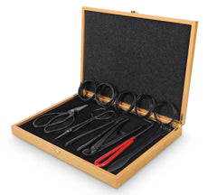 SOLIGT 12-Piece Bonsai Tool Set with wooden storage box