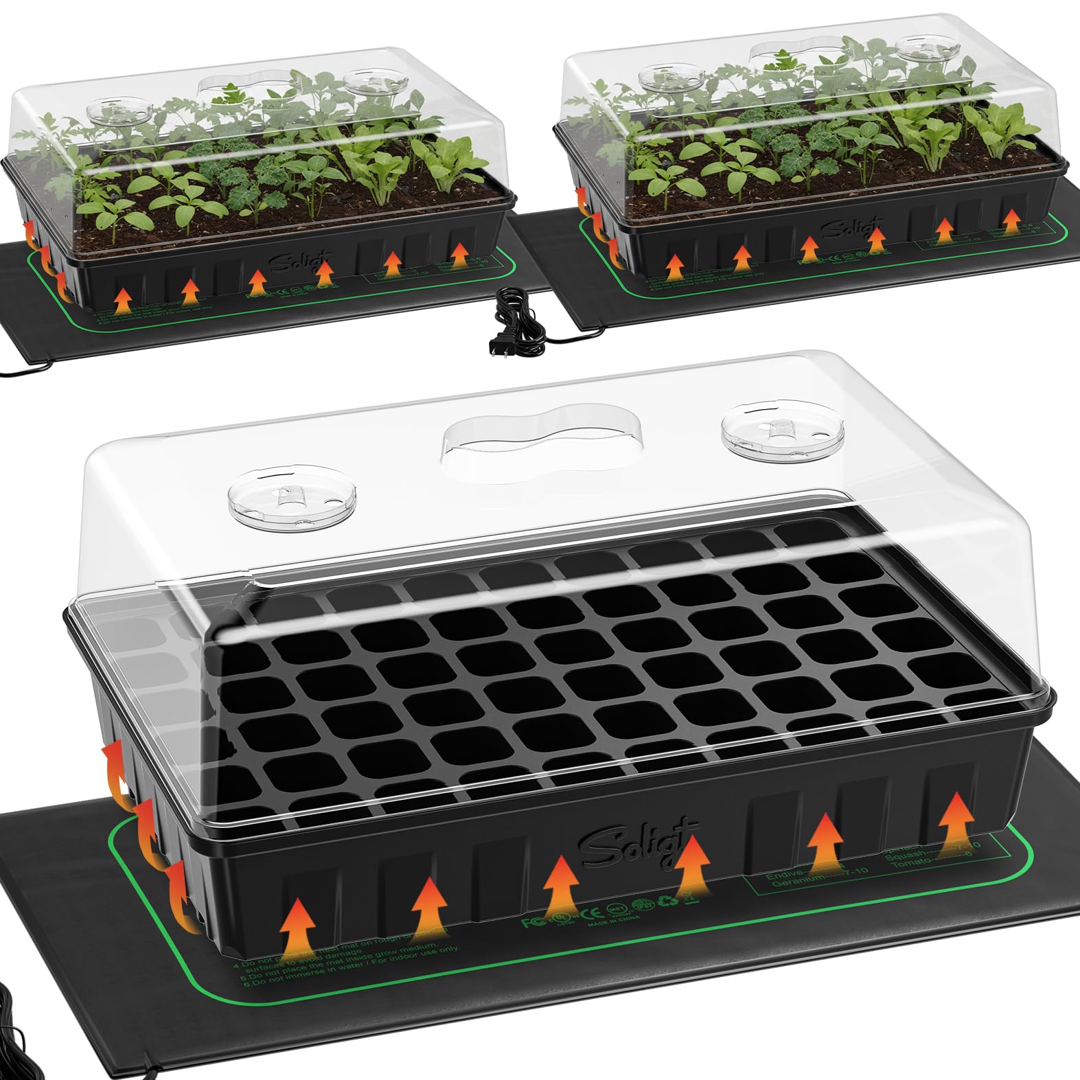 SOLIGT 3 Set Seed Starter Kit with trays and domes