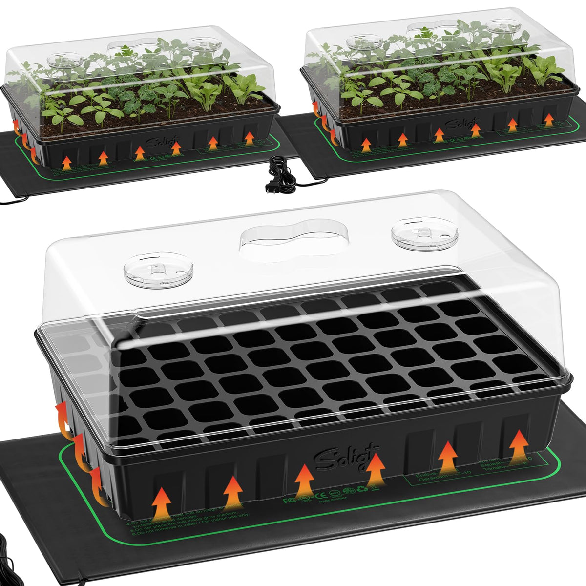 SOLIGT 3 Set Seed Starter Kit with trays and domes