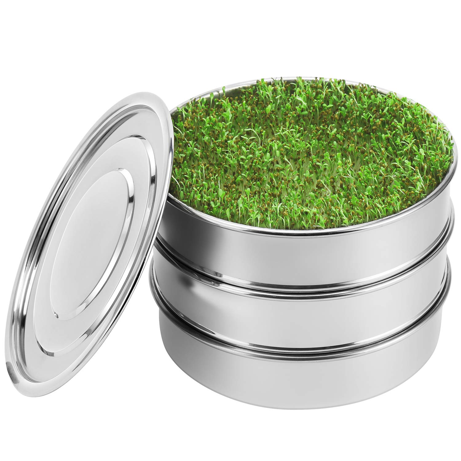 SOLIGT 8-inch stainless steel seed sprouting kit with base and trays