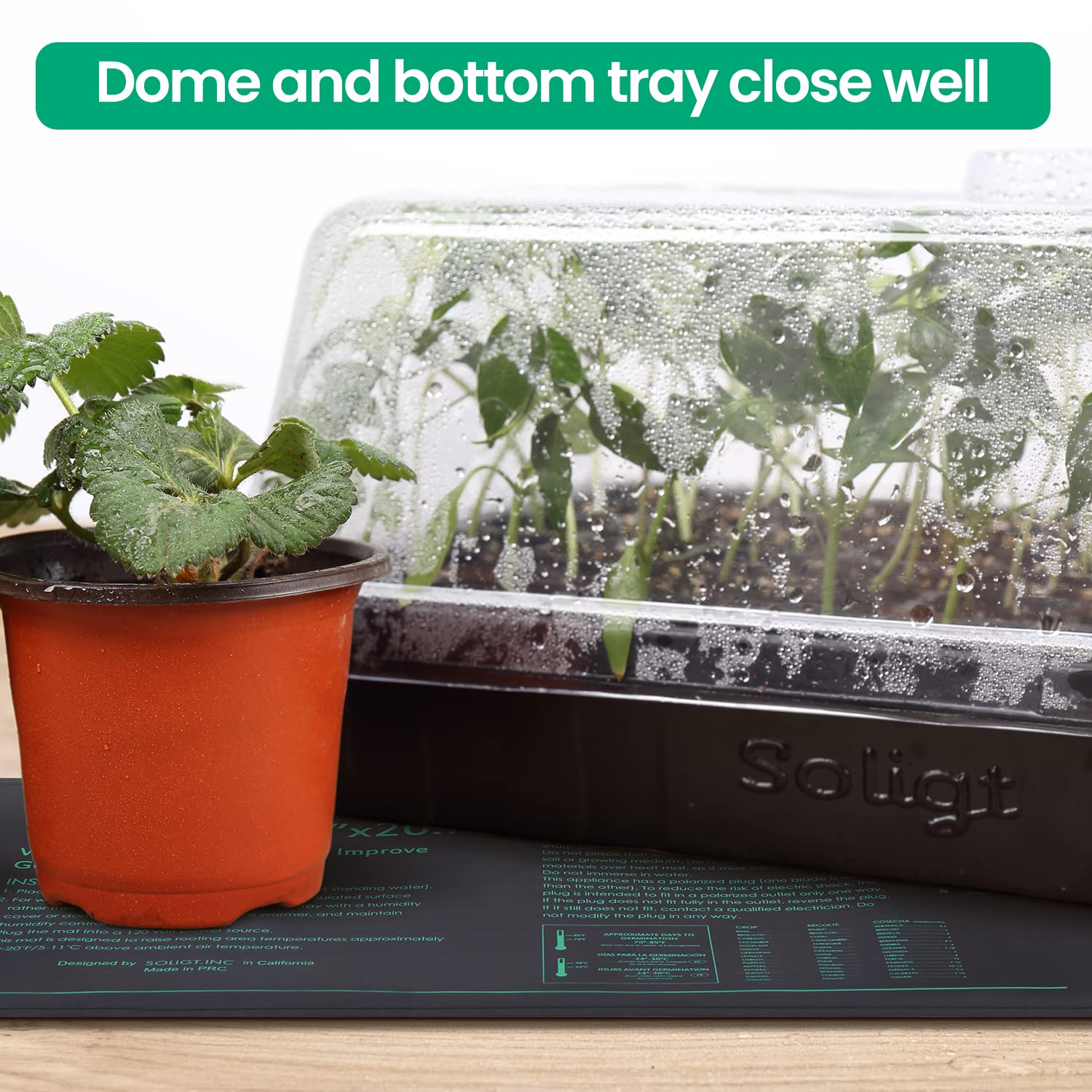 SOLIGT seed starter kit in black color with all components visible