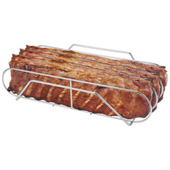 SOLIGT stainless steel rib rack front view holding ribs