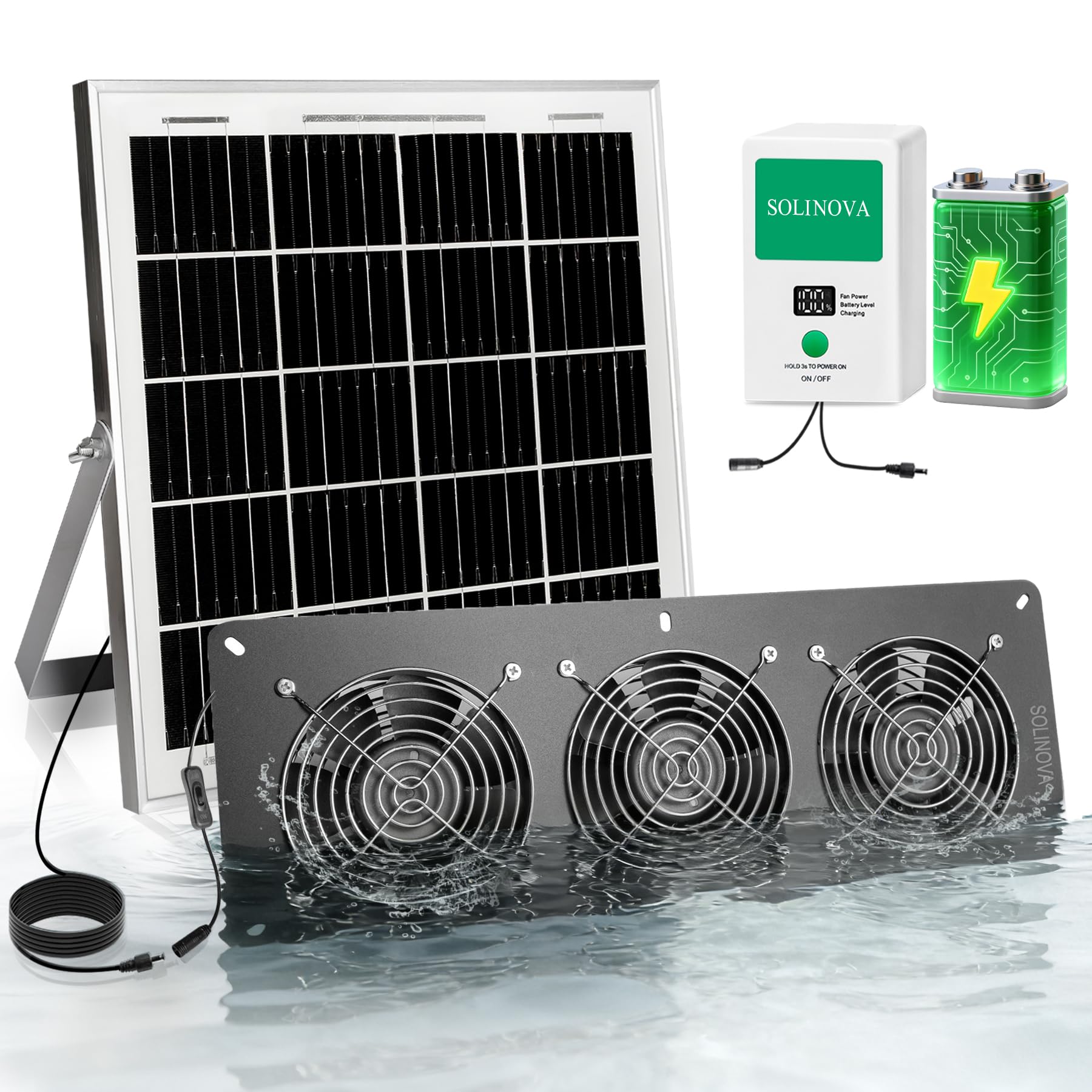 SOLINOVA Solar Exhaust Fan 3-Fan System front view