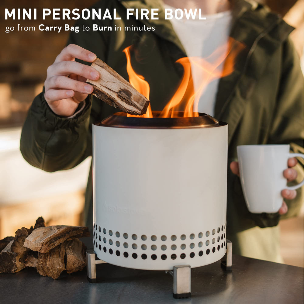 Solo Stove Mesa XL fire pit with pellets in use