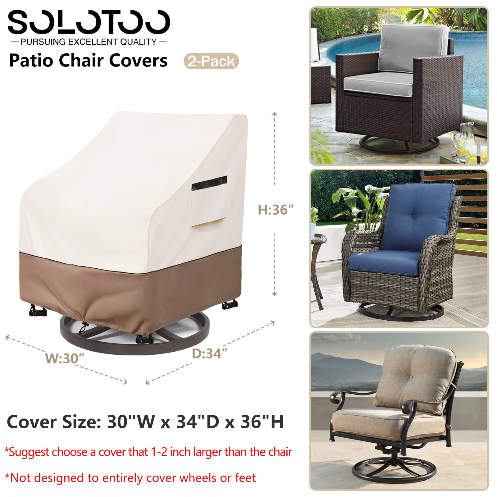 SoloToo Patio Chair Cover with grab handles and storage bag