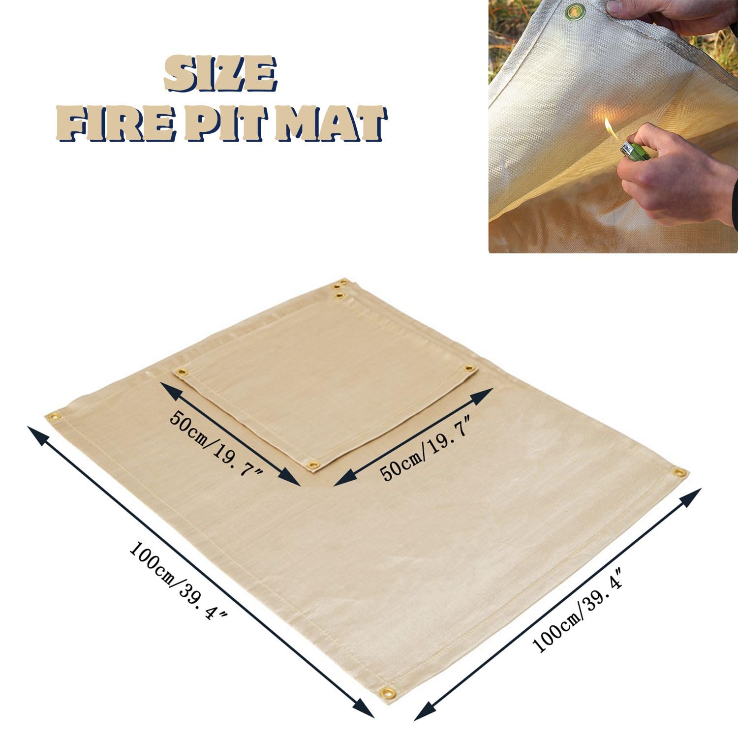 SoloWilder Fire Pit Mat 20-inch side view