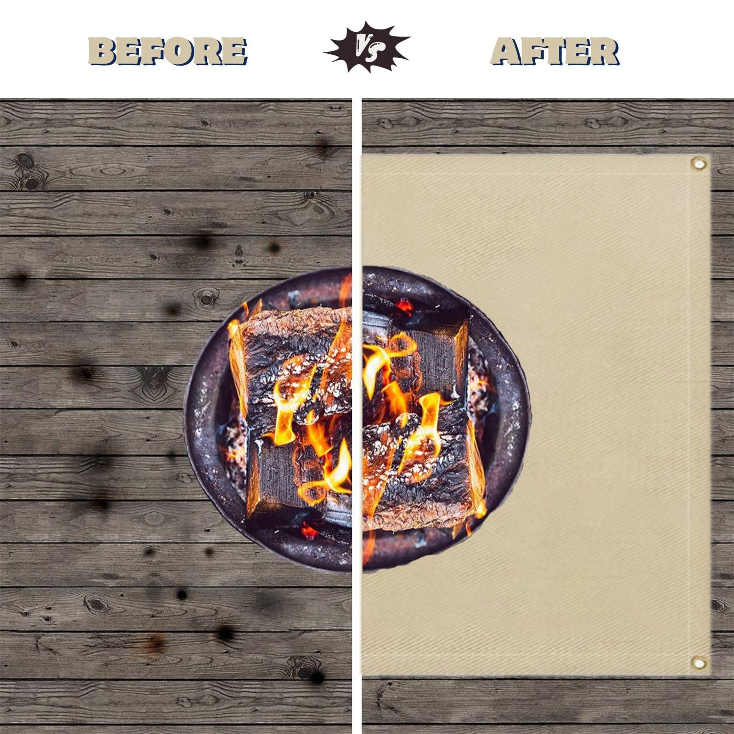 SoloWilder Fire Pit Mat with grill on deck