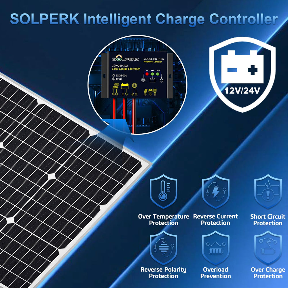 SOLPERK solar charger controller close-up with indicator lights