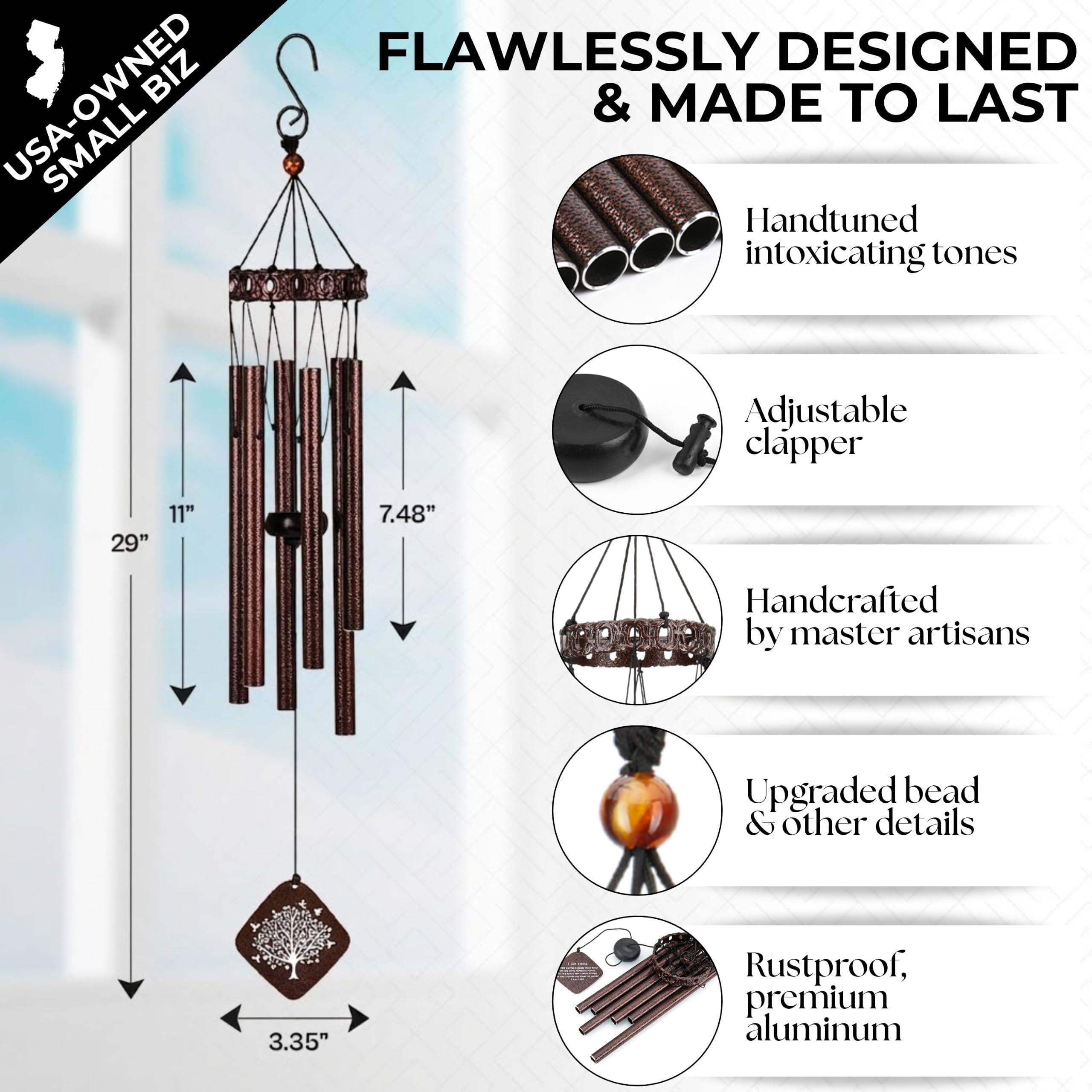 Solsken Home Memorial Wind Chimes hanging outdoors