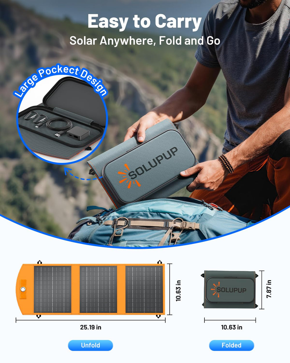 SOLUPUP 30W Portable Solar Charger charging multiple devices