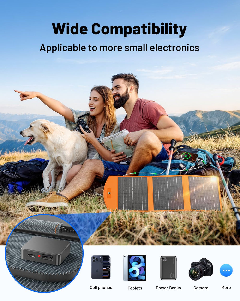 SOLUPUP 30W Portable Solar Charger in outdoor camping setting