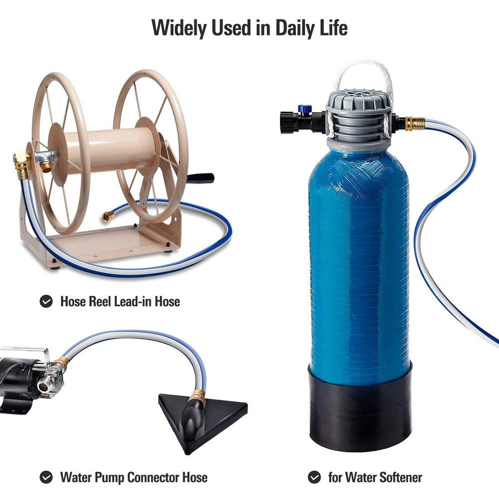Solution4Patio 3 ft blue garden hose laid flat on grass