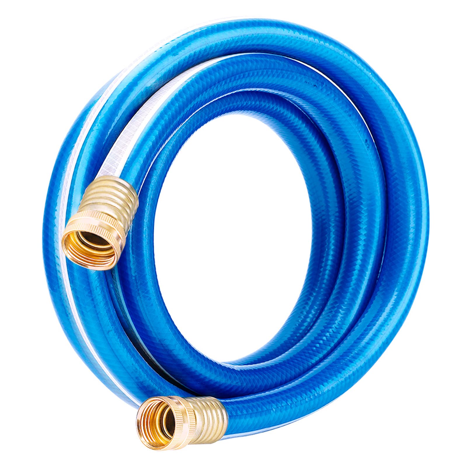 Solution4Patio 3 ft blue garden hose side view with fittings