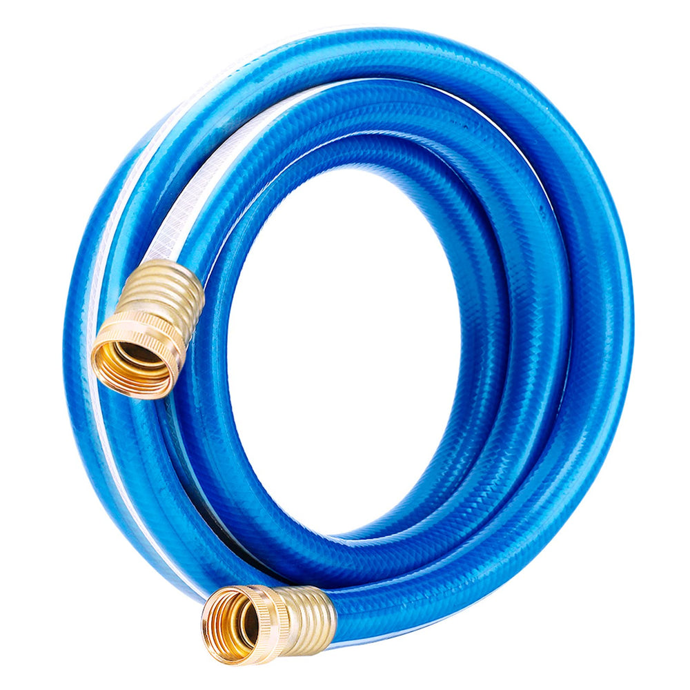 Solution4Patio 3 ft blue garden hose side view with fittings