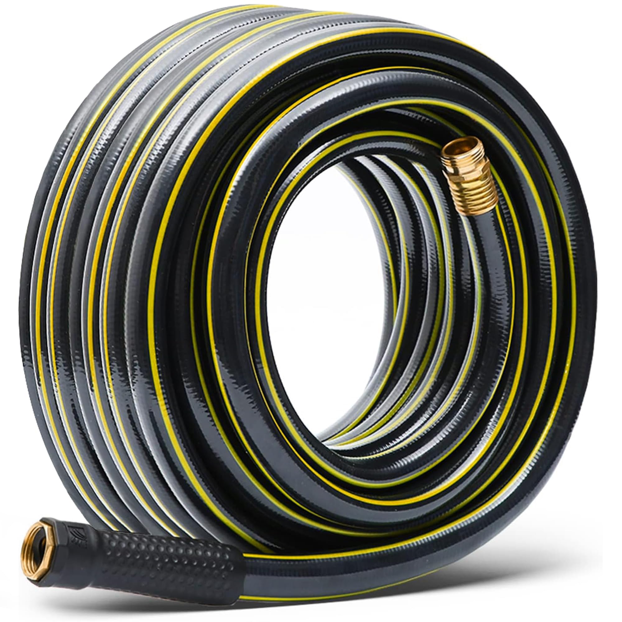 Solution4Patio 50ft garden hose front view with brass fittings