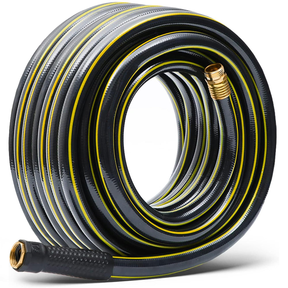 Solution4Patio 50ft garden hose front view with brass fittings