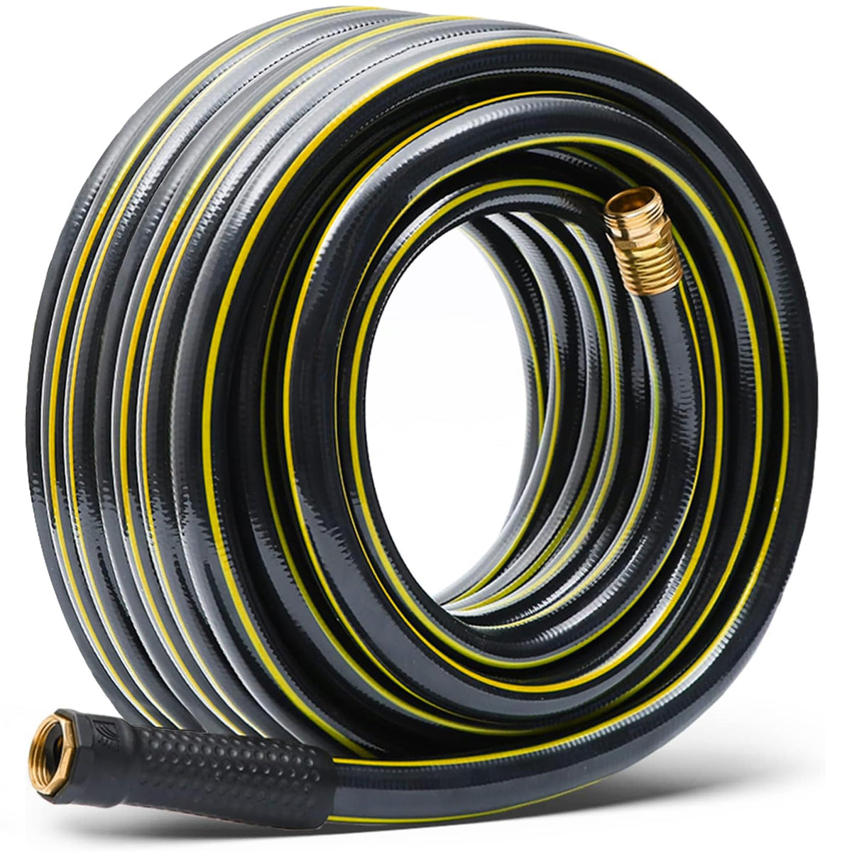 Solution4Patio 50ft garden hose front view with brass fittings