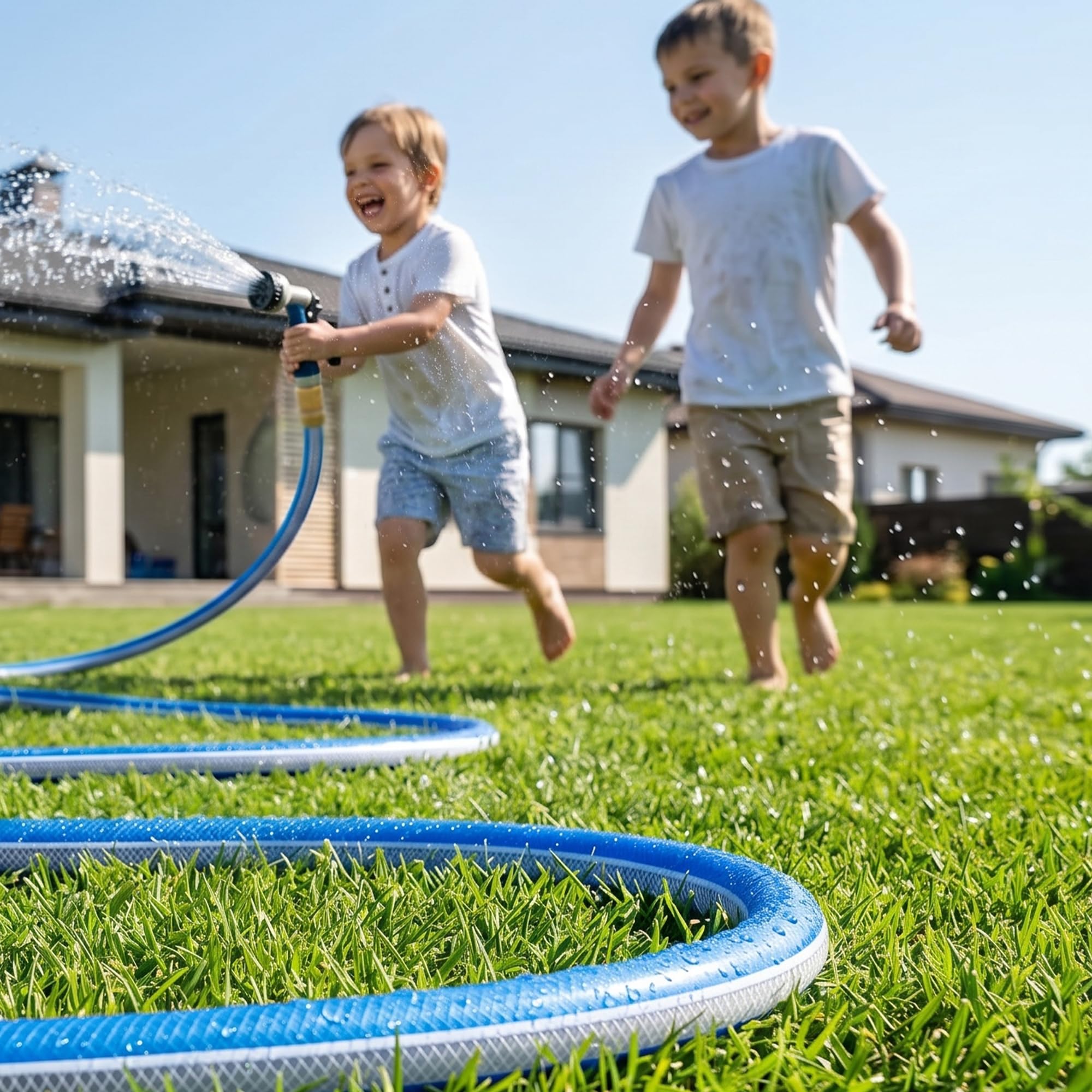 Solution4Patio garden hose in outdoor garden setting