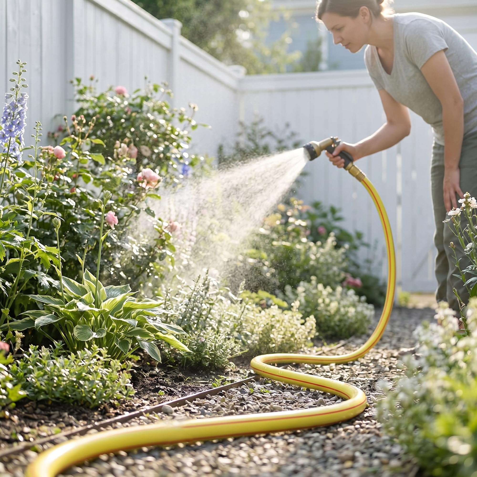 Solution4Patio garden hose on a reel cart
