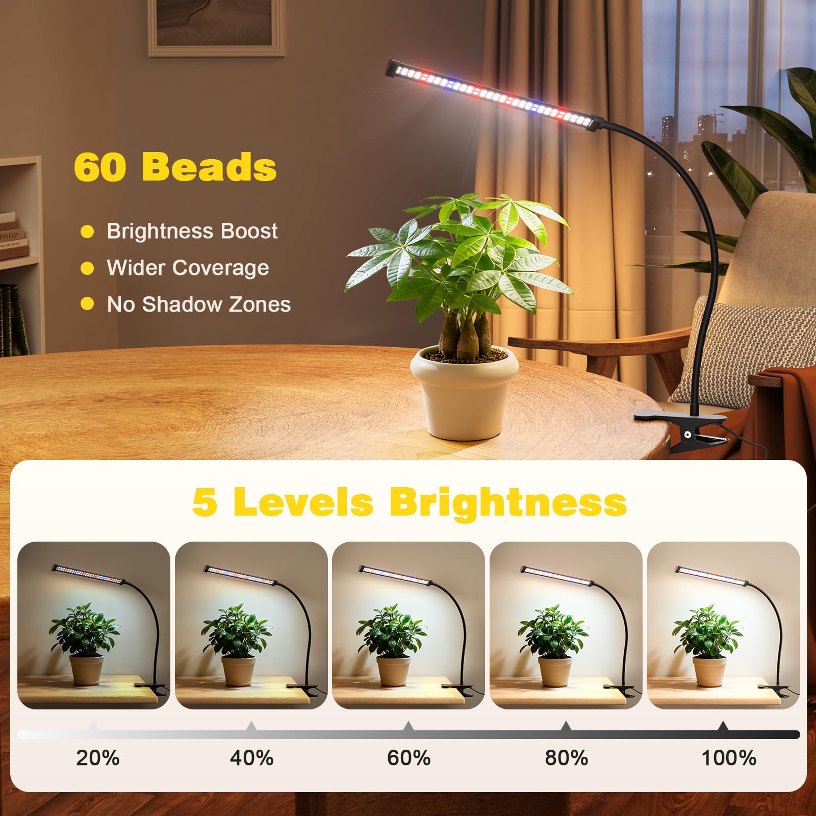 Sonamindary Grow Light attached to a table with a plant