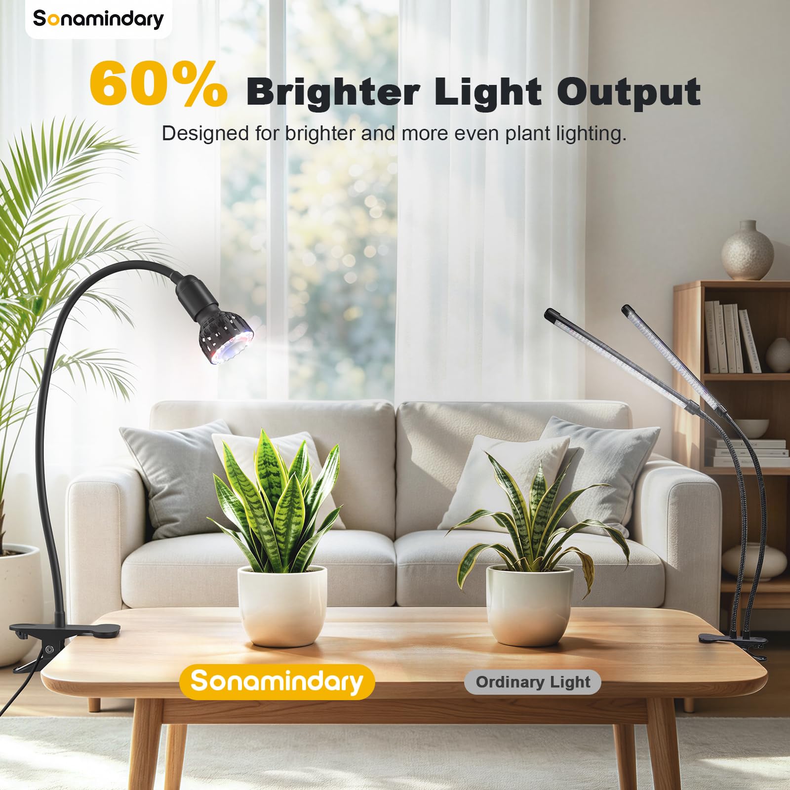 Sonamindary Grow Light in use on a shelf with plants