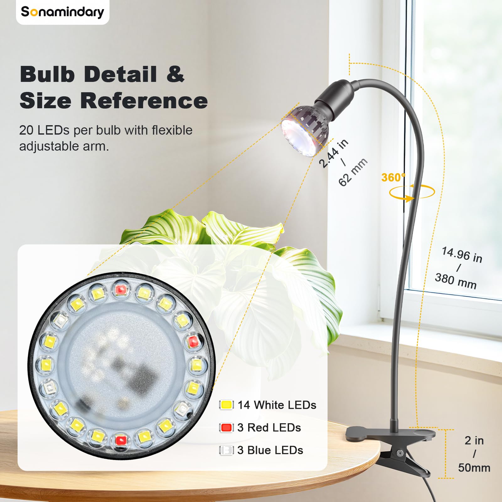 Sonamindary Grow Light with silicone sleeve detail
