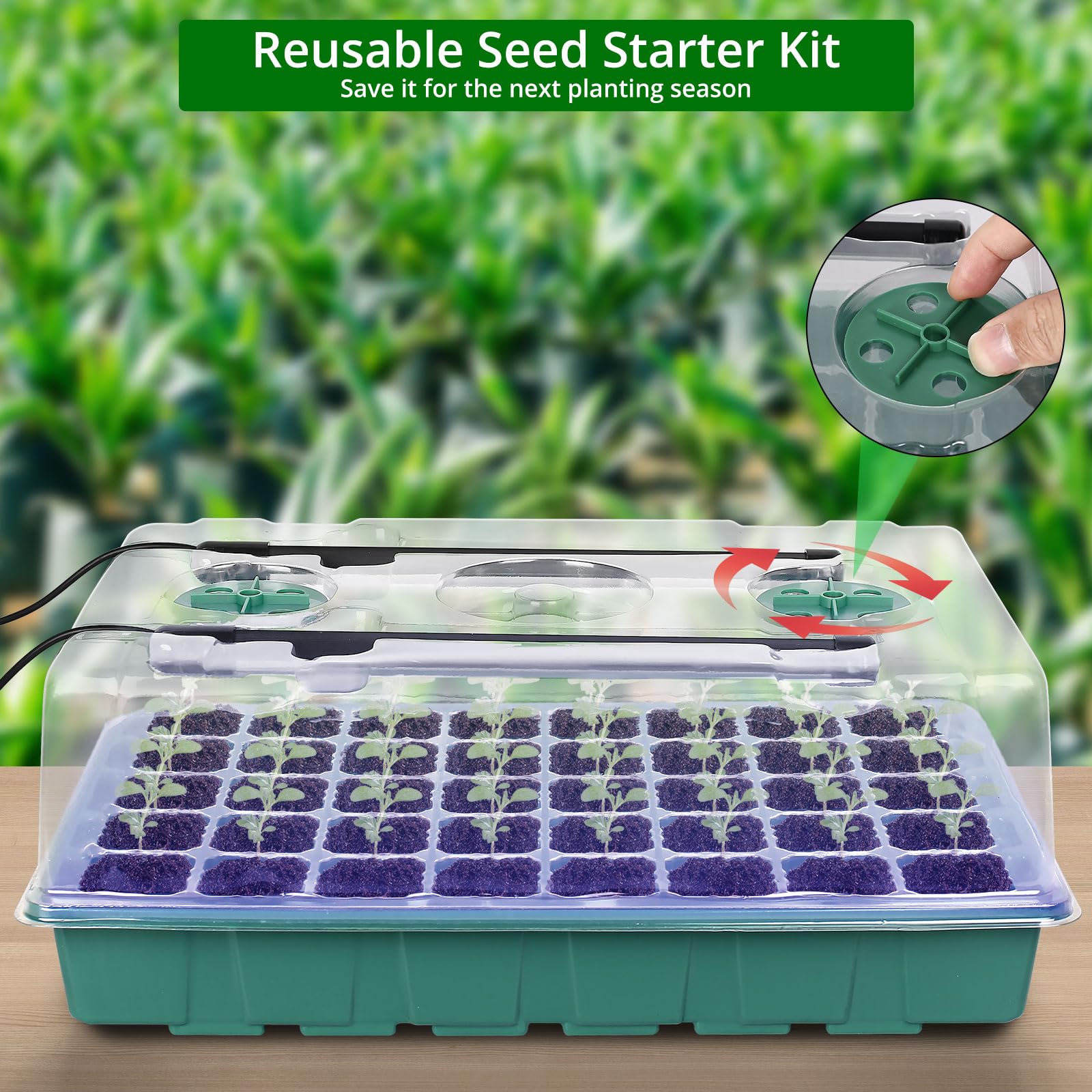 Sondiko seed starter tray with clear cover and base tray