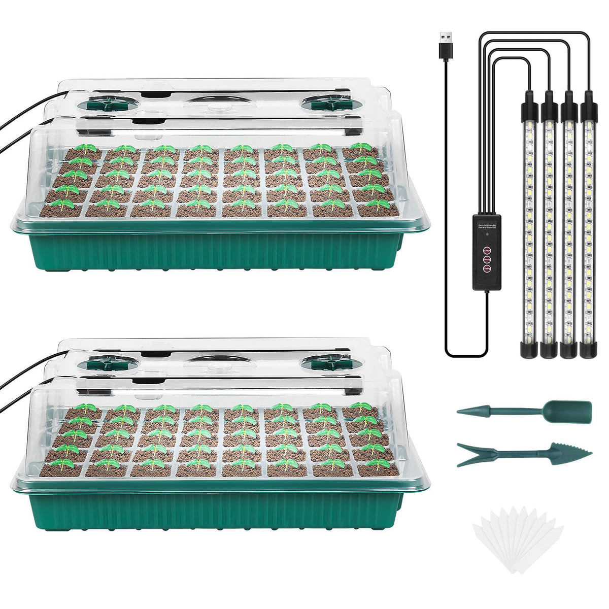 Sondiko Seed Starter Tray with Grow Light, Green front view
