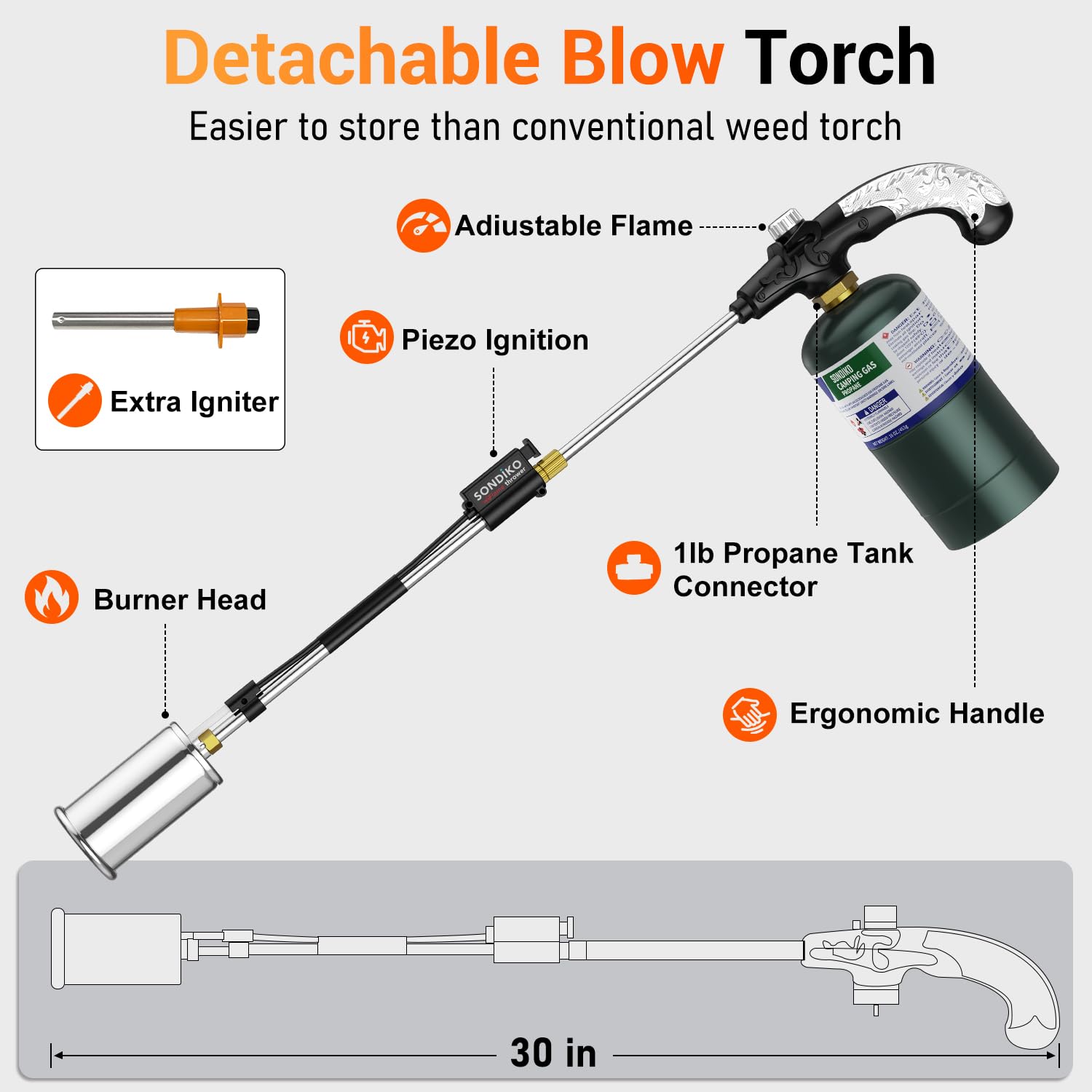 Sondiko torch with stainless steel construction