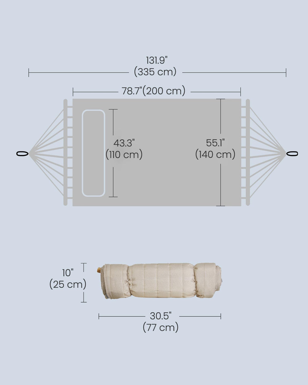 SONGMICS double hammock package contents including pillow