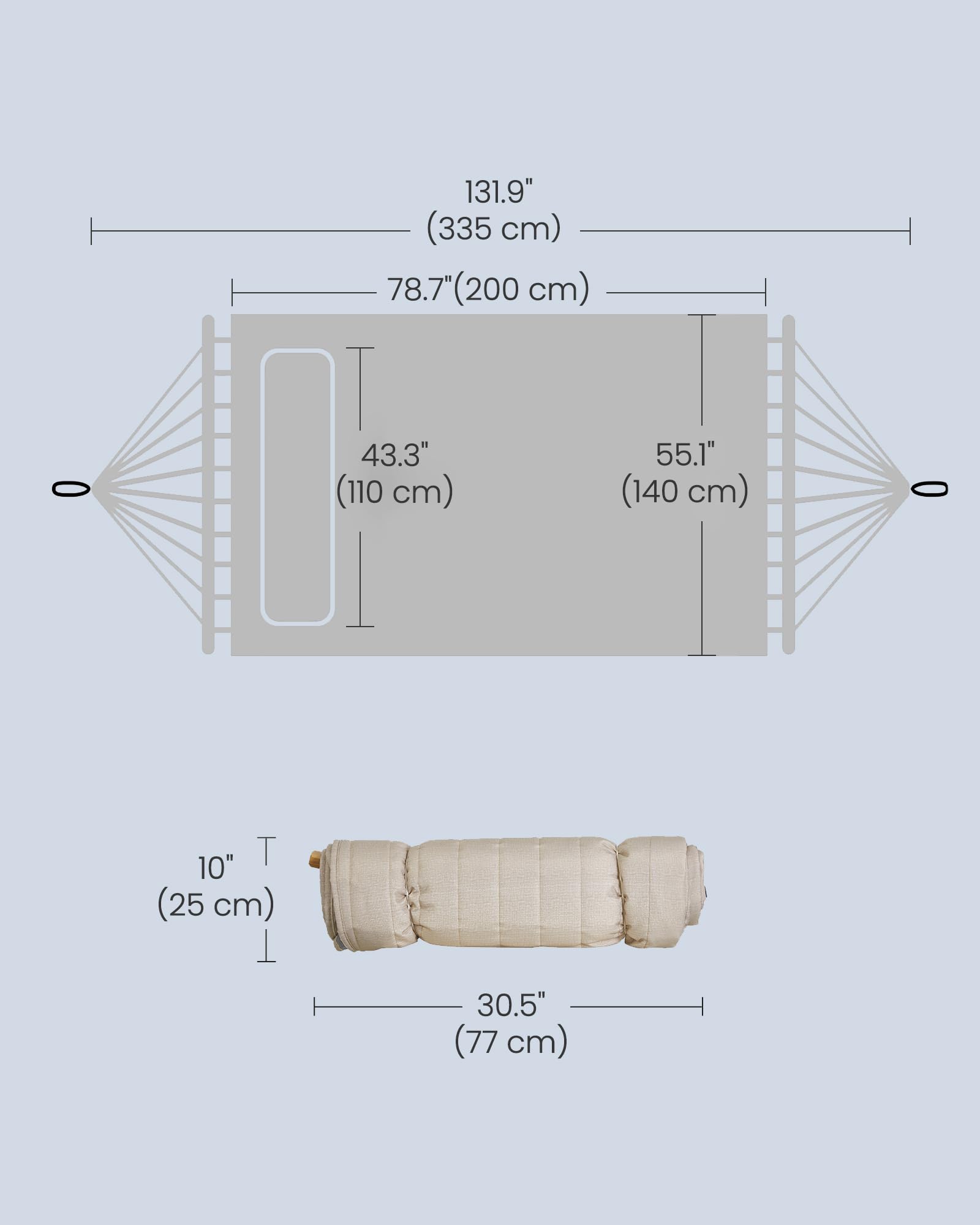 SONGMICS Double Hammock with pillow displayed in packaging