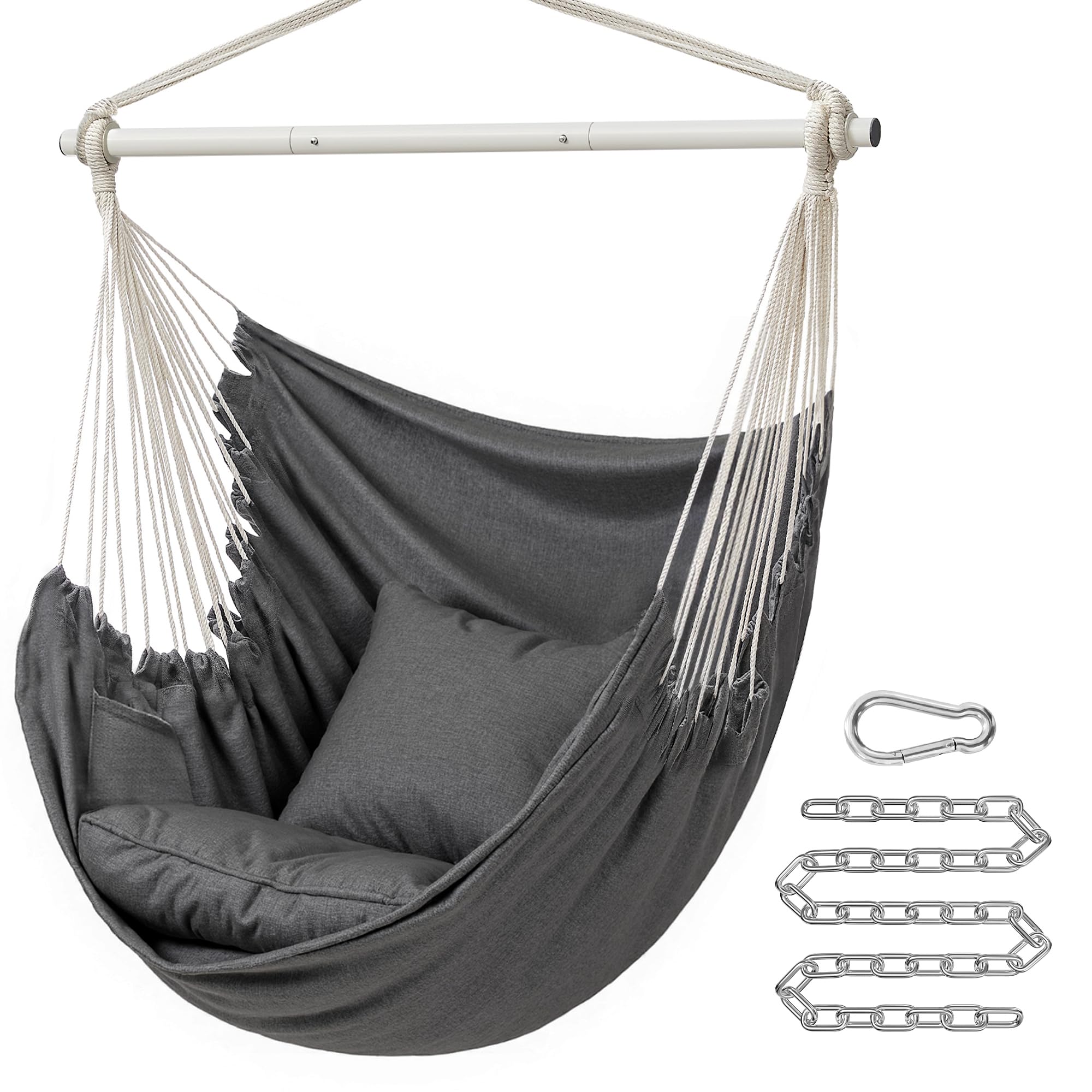 SONGMICS Hammock Chair in Slate Gray with cushions displayed