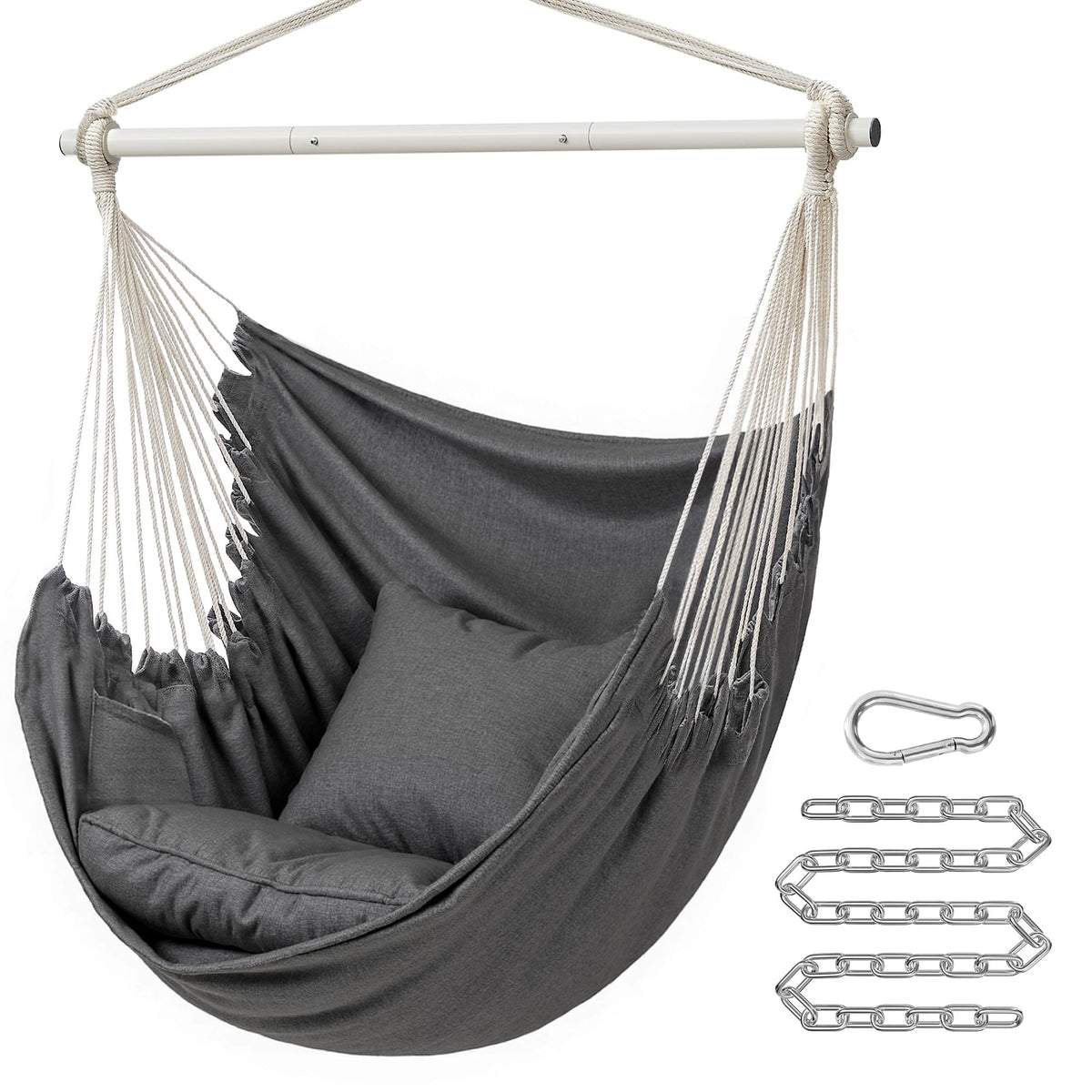 SONGMICS Hammock Chair in Slate Gray with cushions displayed