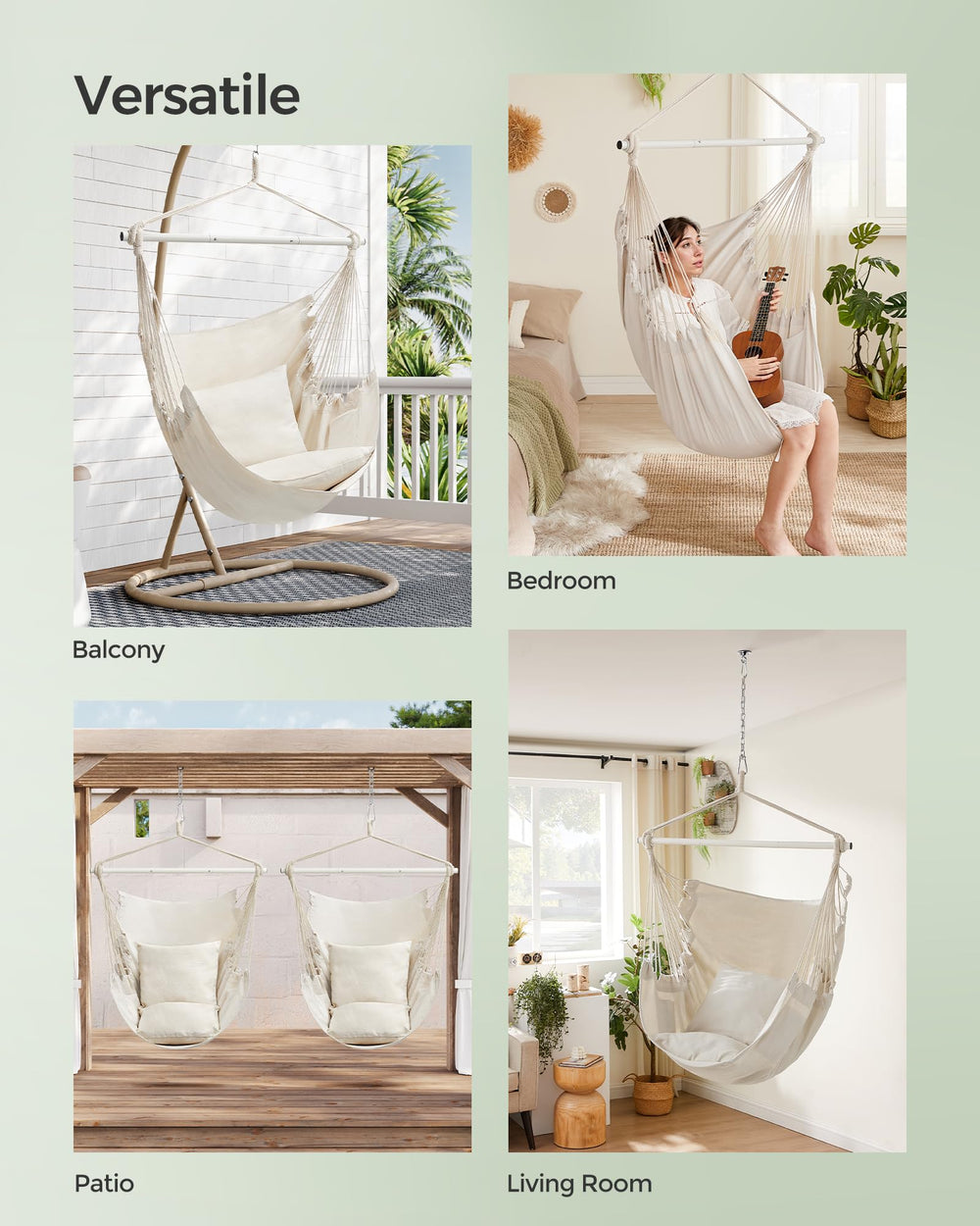 SONGMICS Hammock Chair on a patio with decorative plants