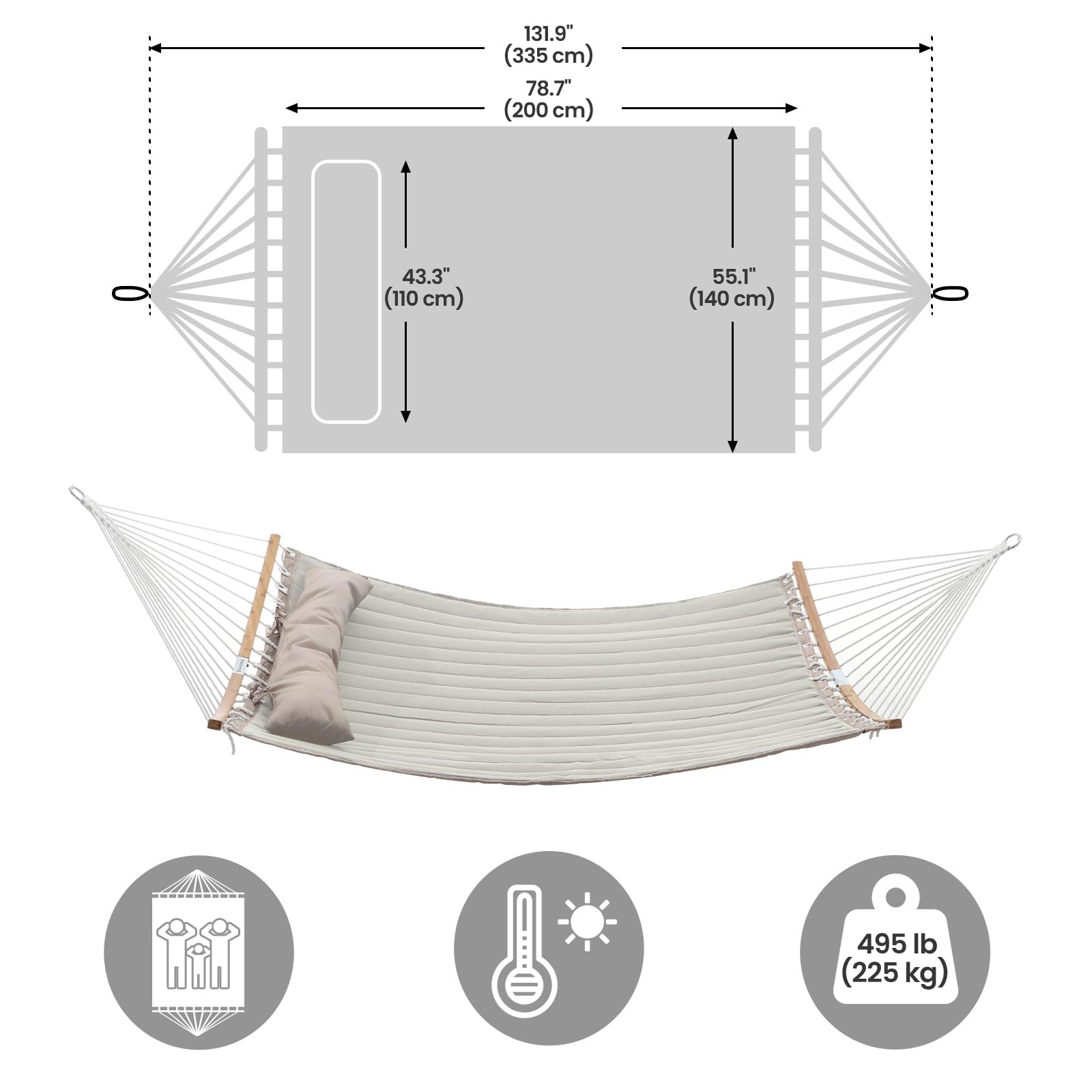 SONGMICS Quilted Double Hammock with a person relaxing