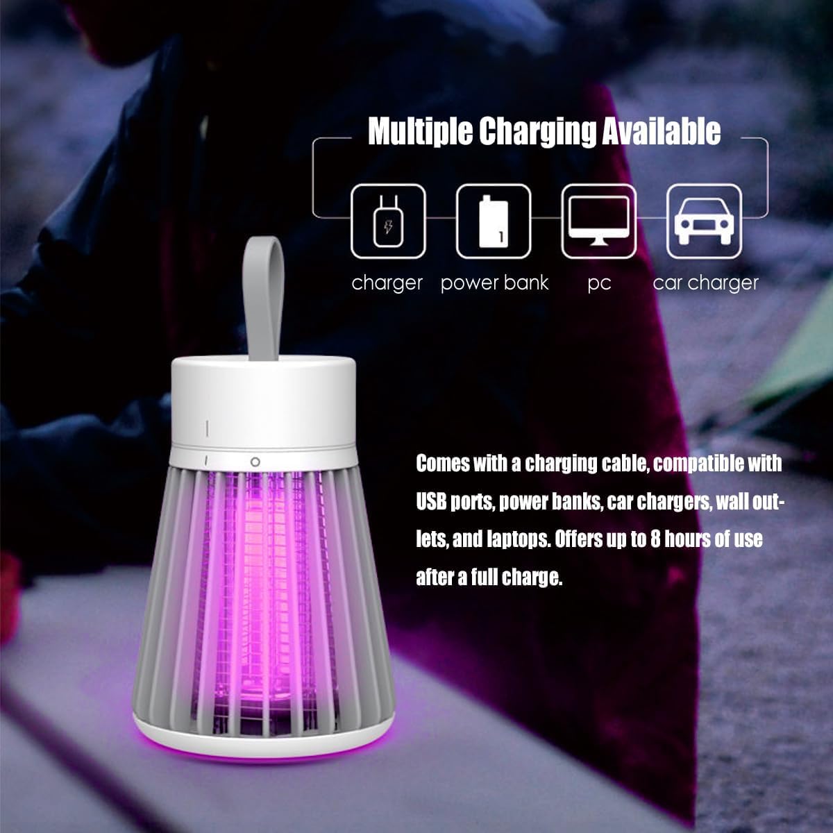 SonicPulse Bug Zapper showing USB charging port
