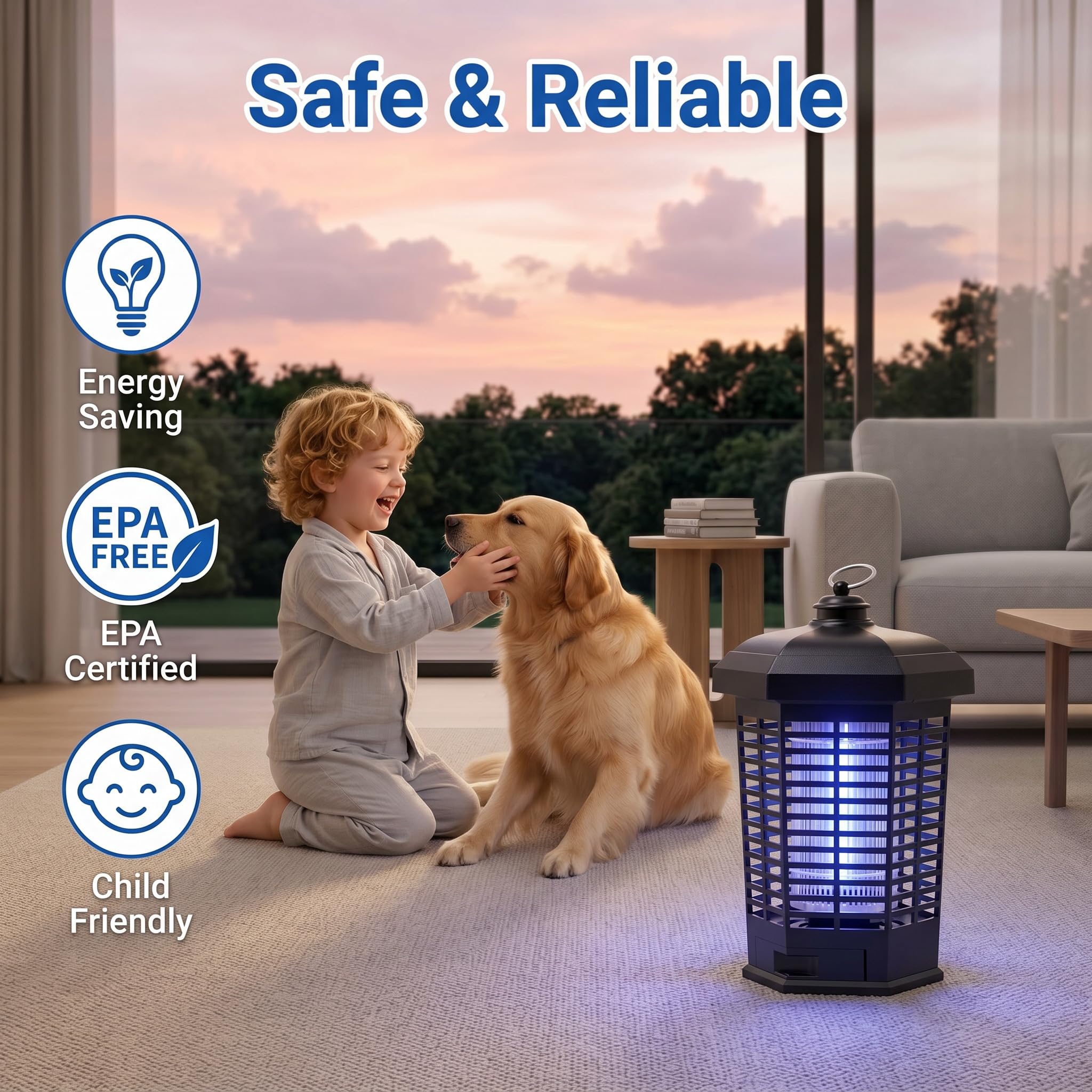 SonicPulse Electric Insect Zapper showing 360-degree radiation design