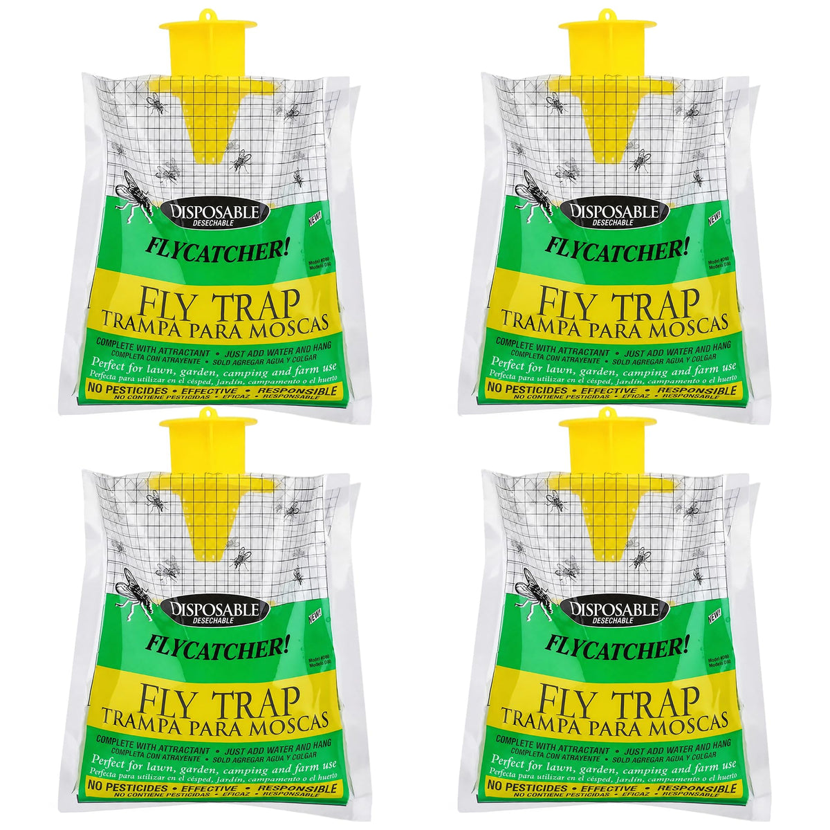 SonicPulse Outdoor Fly Trap 4 Pack green disposable traps