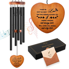 Soopau 30-inch wind chime with heart-shaped pendant, black