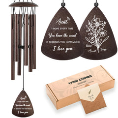 Soopau 32-inch bronze wind chime front view with engraved message