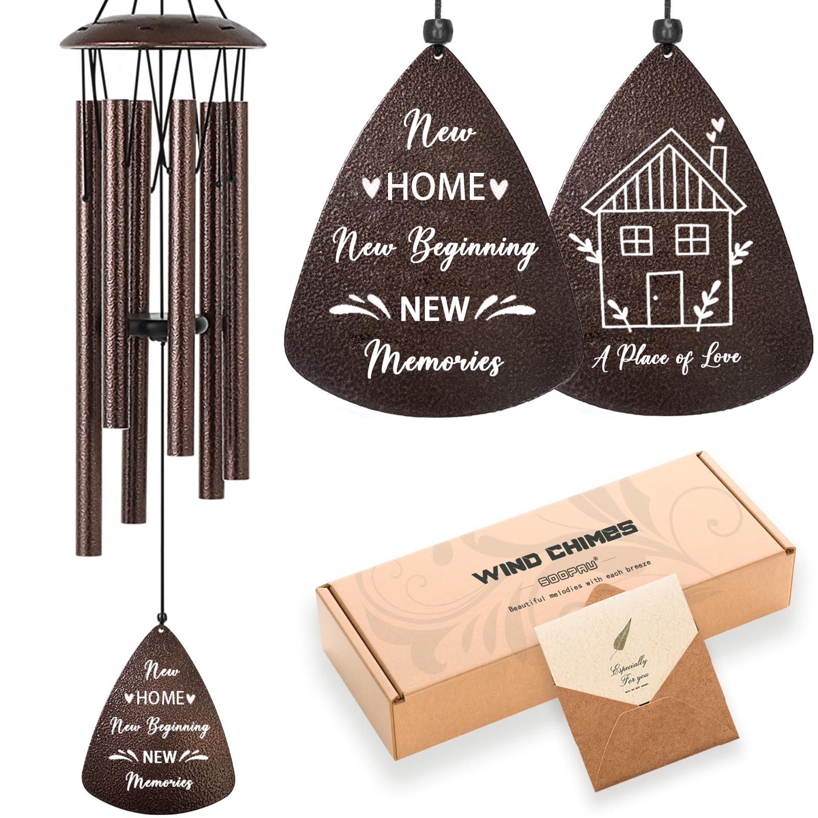 Soopau Bronze Wind Chimes 32-inch with six aluminum tubes