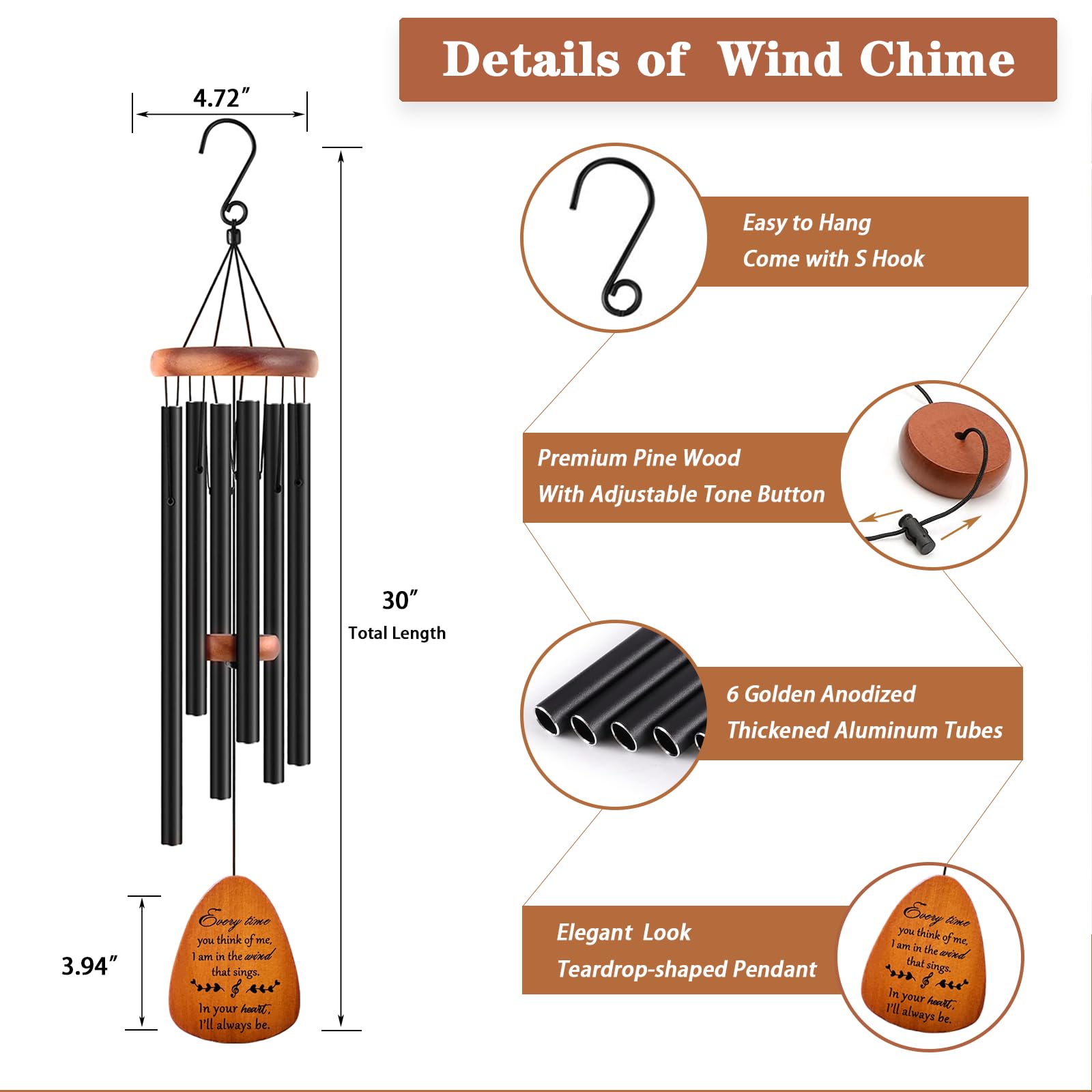 Soopau Memorial Wind Chimes hanging in a garden