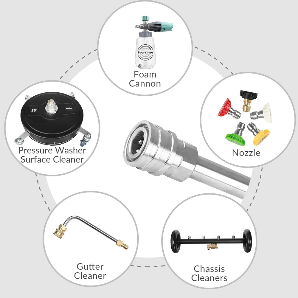Sooprinse extension wand in use on a patio