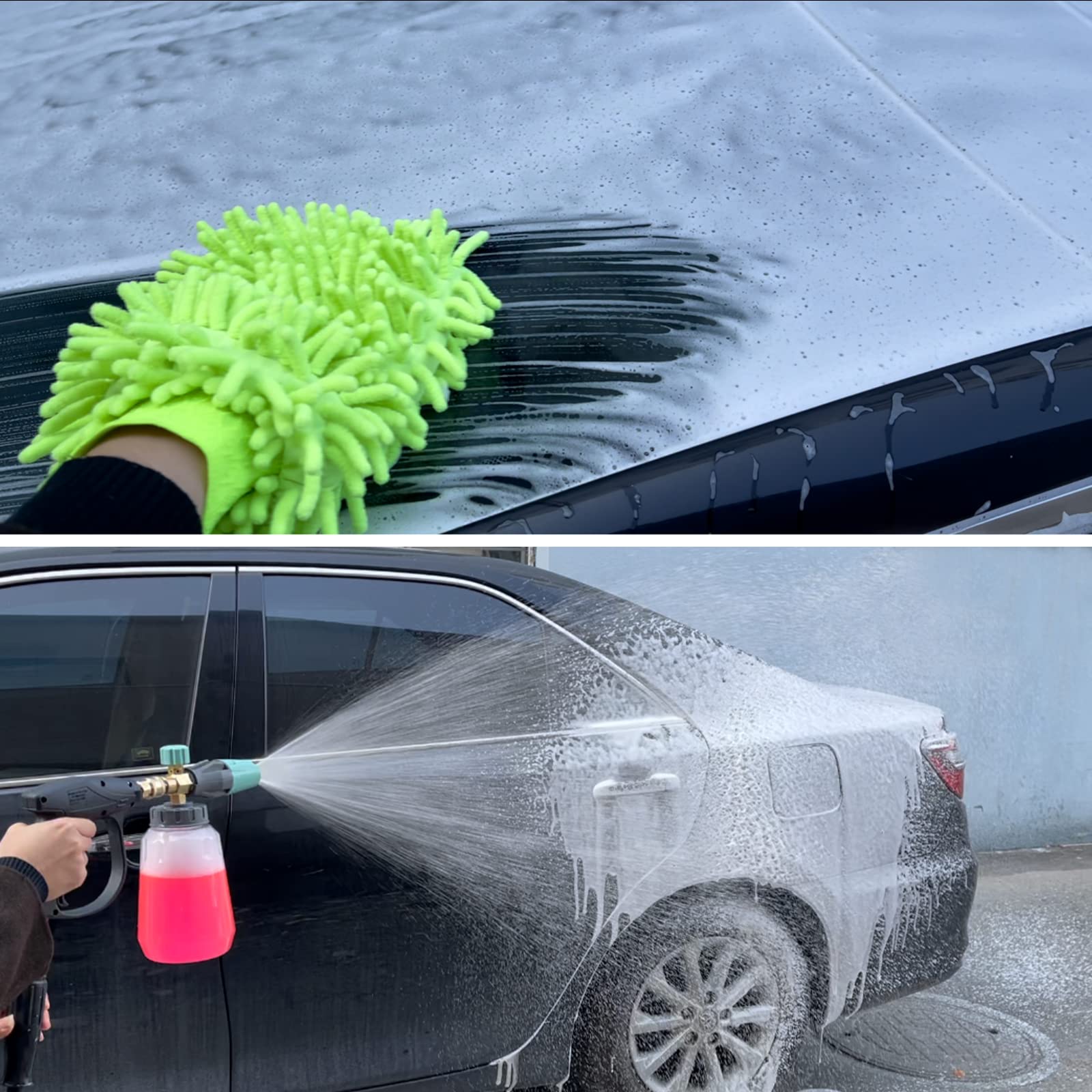 Sooprinse Foam Cannon in use on a vehicle