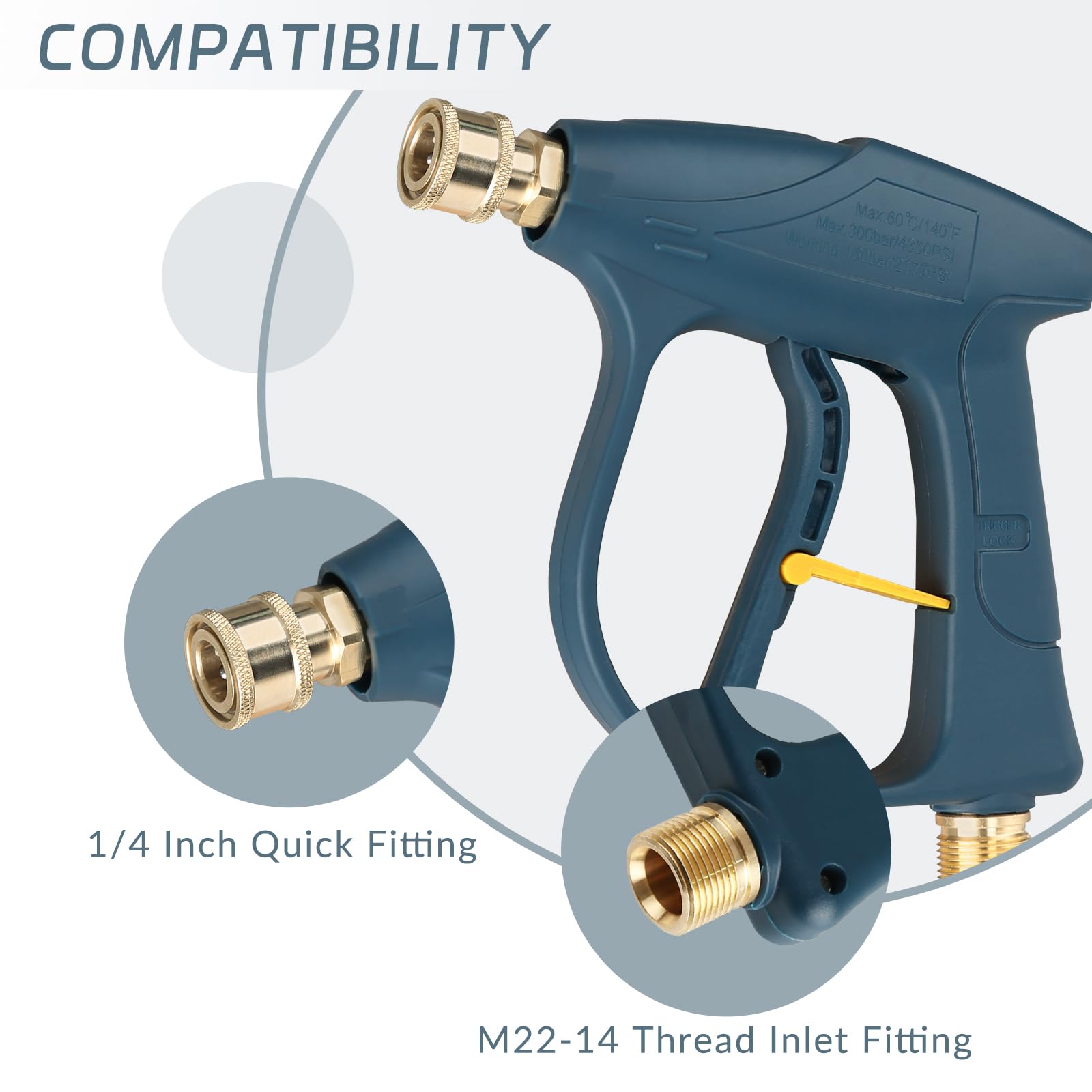Sooprinse High Pressure Washer Gun showing all five spray patterns