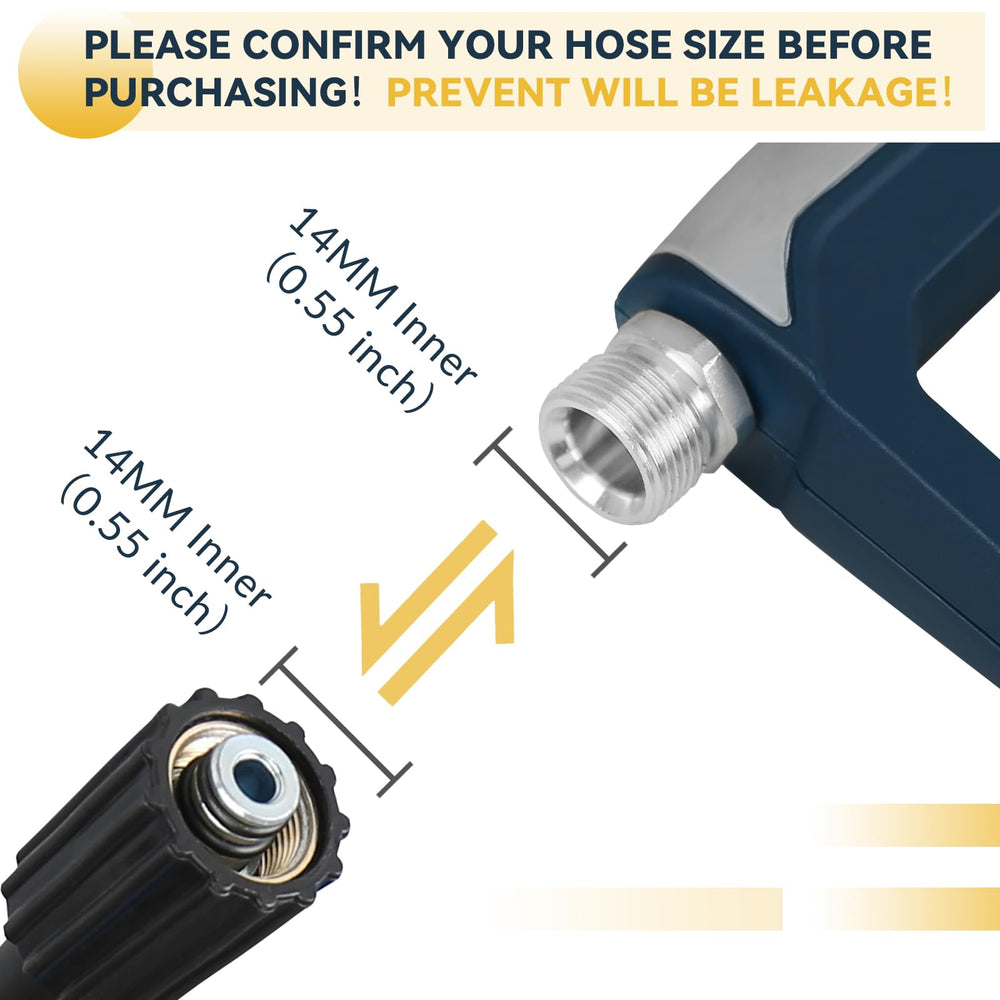 Sooprinse High Pressure Washer Gun side view showcasing adjustable length