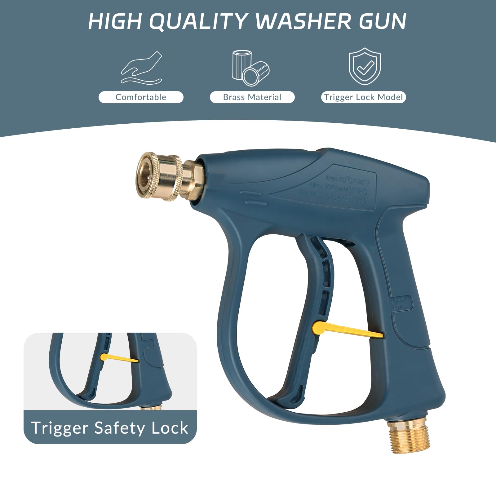 Sooprinse High Pressure Washer Gun with locking safety handle