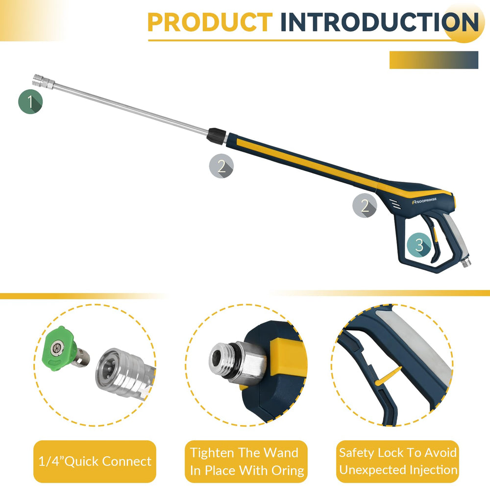 Sooprinse High Pressure Washer Gun with safety lock trigger