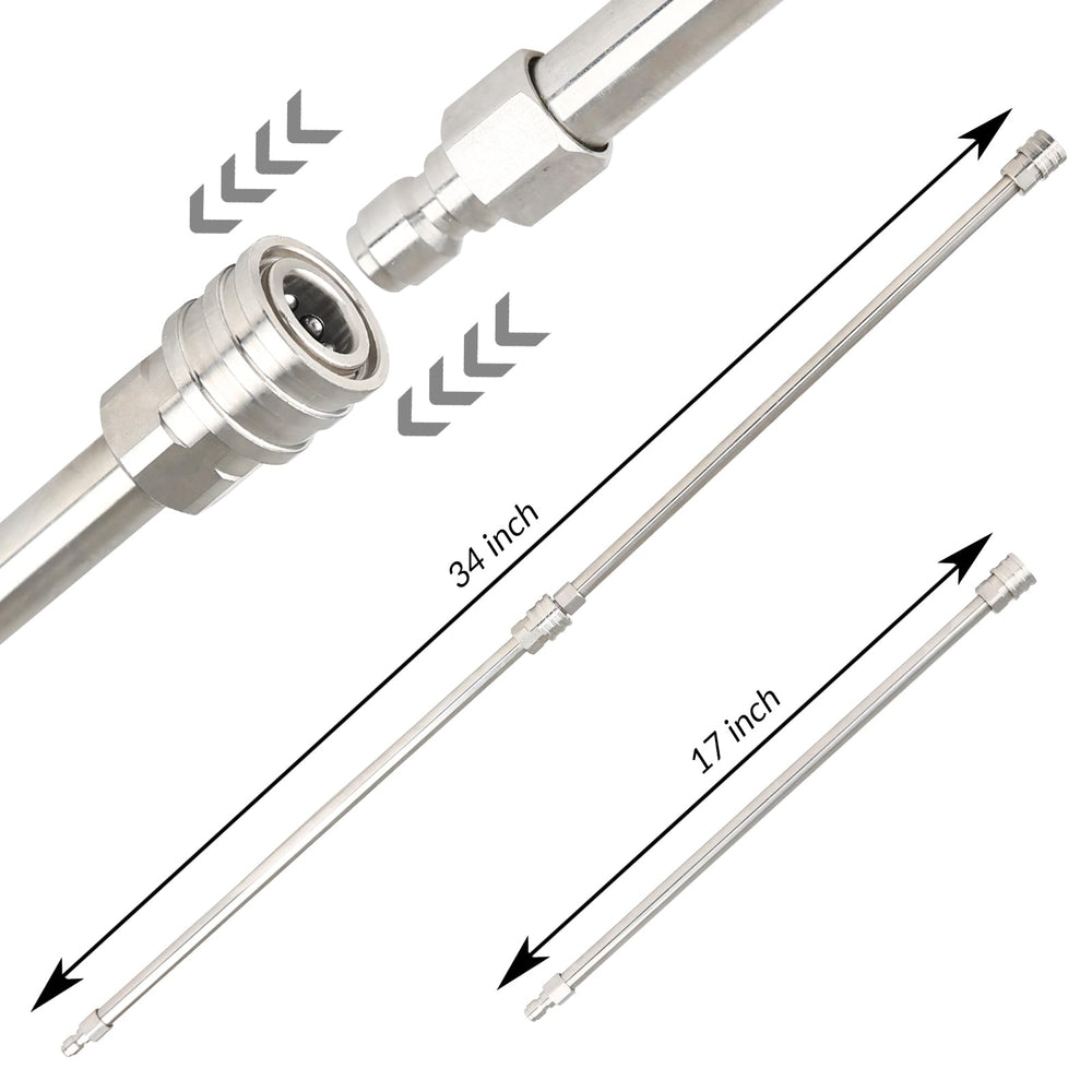 Sooprinse stainless steel extension wands side view