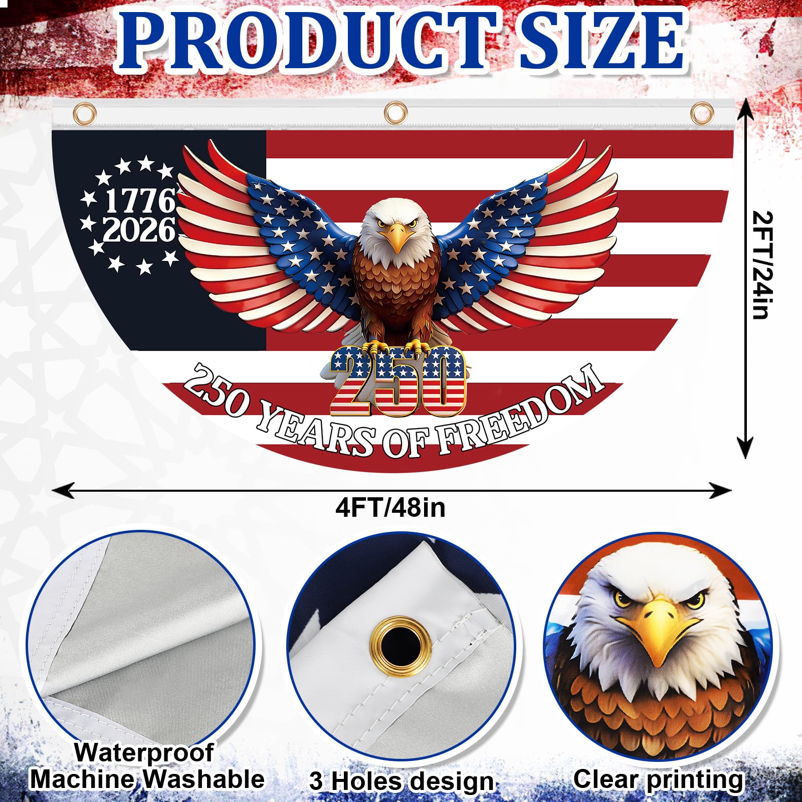 Sophena 250th Anniversary USA Flag displaying bold 1776-2026 lettering